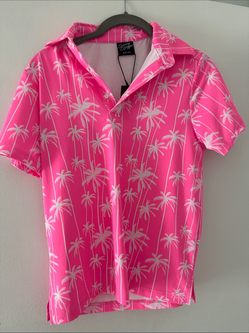 Sunday Swagger Hot Pink Palm-Print Kid’s sz 9-10 Polo